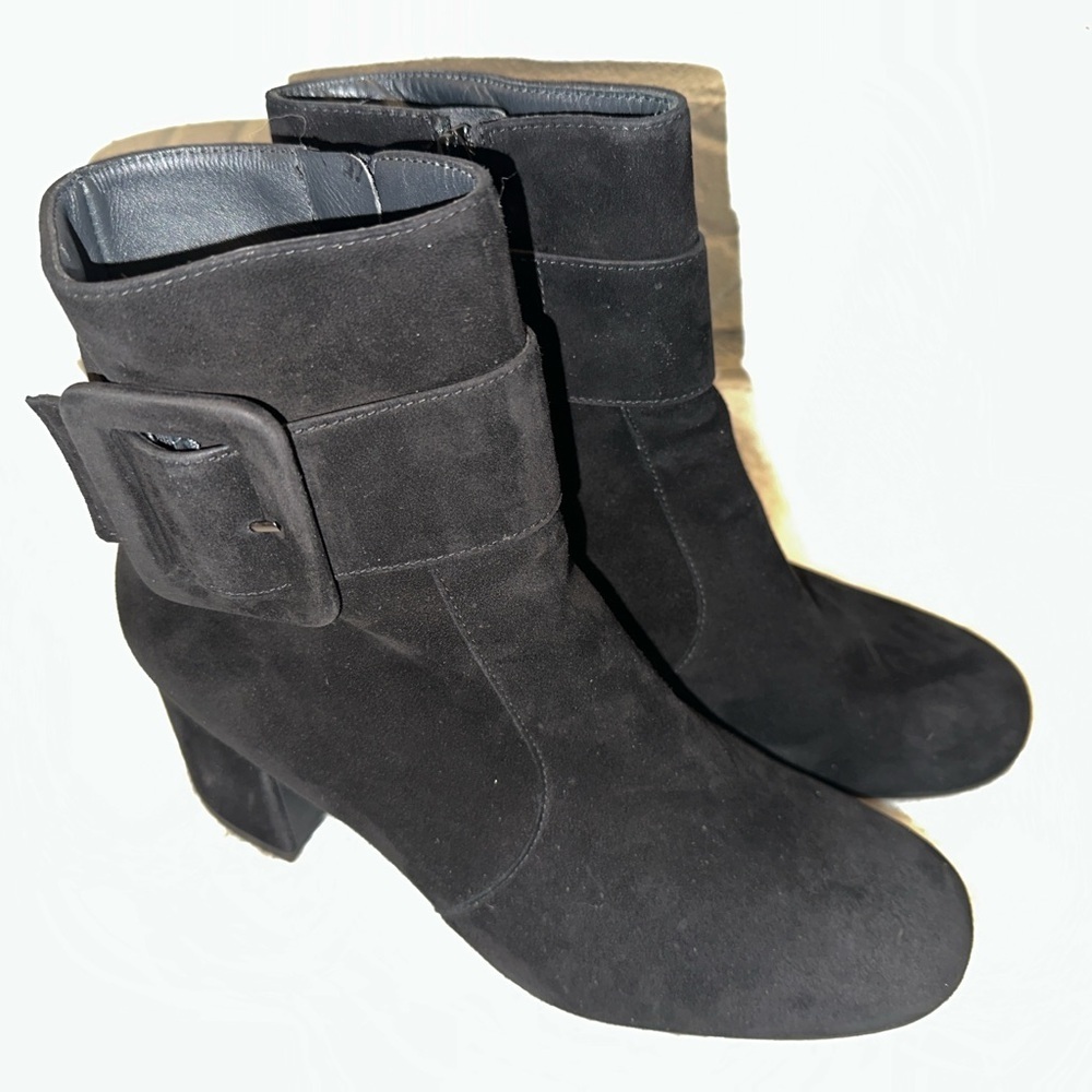 New PAUL GREEN Natalia Buckle Black Suede Ankle Boots Size 6.5 - Picture 2 of 11